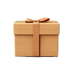 Blank cardboard gift box isolated on transparent background, png