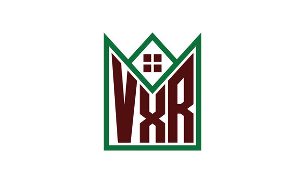 VXR initial letter real estate builders logo design vector. construction, housing, home marker, property, building, apartment, flat, compartment, business, corporate, house rent, rental, commercial