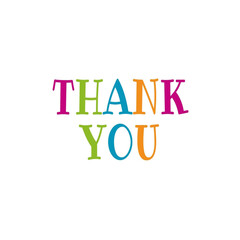 Thank you. colorful text, lettering, on white background Card banner design. Vector	