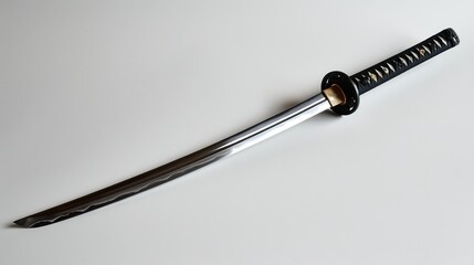 Traditional Japanese Katana on White Background