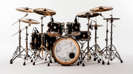 Fototapeta na wymiar Professional Black Drum Set with Cymbals