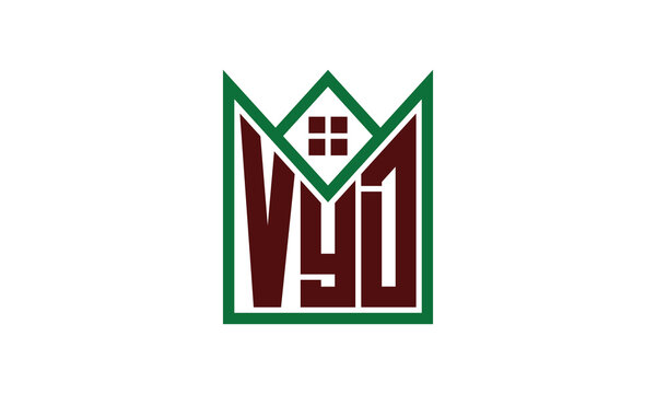 VYD initial letter real estate builders logo design vector. construction, housing, home marker, property, building, apartment, flat, compartment, business, corporate, house rent, rental, commercial