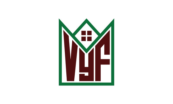 VYF initial letter real estate builders logo design vector. construction, housing, home marker, property, building, apartment, flat, compartment, business, corporate, house rent, rental, commercial