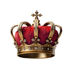 Royal golden crown on transparent background, Generative AI