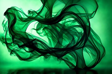  Delve into the Enthralling Tapestry of Color and Form, as Emerald Green Smoke Twirls in a Mesmerizing Choreography, Exquisitely Captured by an HD Camera, Conjuring an Enchanting Composition Overflowi