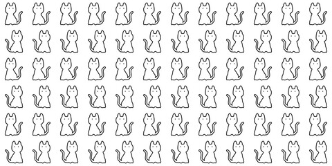 Seamless pattern with cute cartoon cats. Vector illustration. White background.