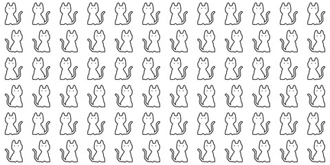 Fototapeta premium Seamless pattern with cute cartoon cats. Vector illustration. White background.