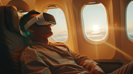 VR headset on a plane