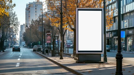 white blank advertising billboard. street mockup panel. digital lightbox poster ad banner board. bus shelter advertising