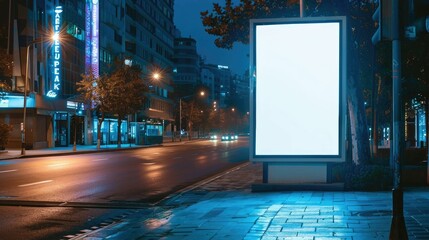 white blank advertising billboard. street mockup panel. digital lightbox poster ad banner board. bus shelter advertising