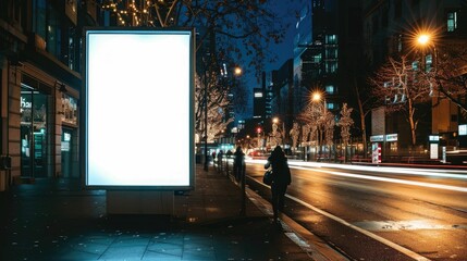 white blank advertising billboard. street mockup panel. digital lightbox poster ad banner board. bus shelter advertising