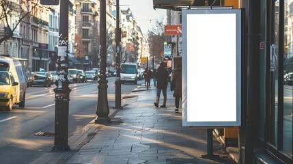 white blank advertising billboard. street mockup panel. digital lightbox poster ad banner board. bus shelter advertising