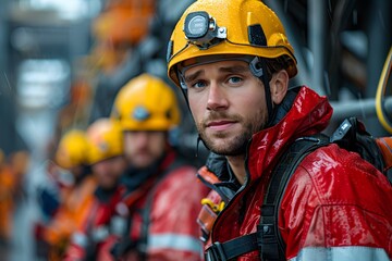 Fototapeta premium workers in high-risk workplaces wearing proper protective equipment