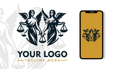 Angel Jastice vector logo design Vintage women law logo vector for Lawyer Company