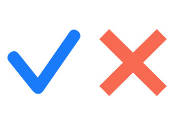 青色と赤色｜チェックマークとばつマーク