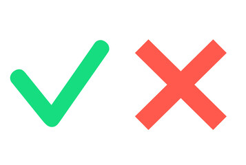 緑色と赤色｜チェックマークとばつマーク
