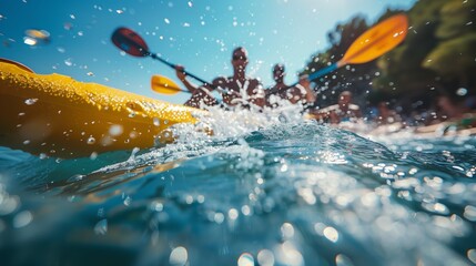 Dynamic Kayaking Adventure in Sunlit Waters