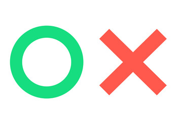 緑色と赤色｜シンプルなまるばつマーク	
