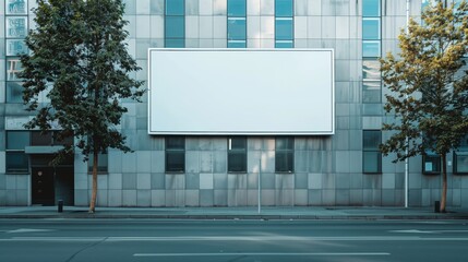 Blank Billboard on Urban Building Facade for Advertising with copyspace