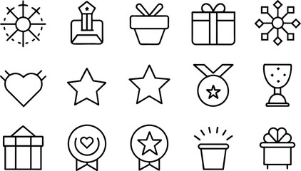 Exclusive benefit, prize, incentive, reward editable stroke outline icons 