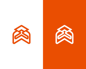 Modern M Arrow combination line logo design template