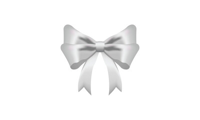 Fototapeta na wymiar White Bow Realistic shiny satin with shadow for decorate your wedding invitation card ,greeting card or gift boxes vector EPS10 isolated on white background.