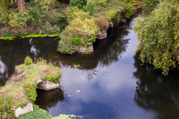 View from Warwick castle, looking over  River Avon, England