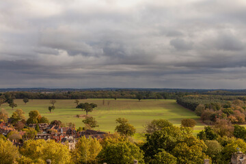 View from Warwick castle, looking over the town of Warwick, England