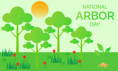 National Arbor Day celebrated every year of April 26, Vector banner, flyer, poster and social medial template design.