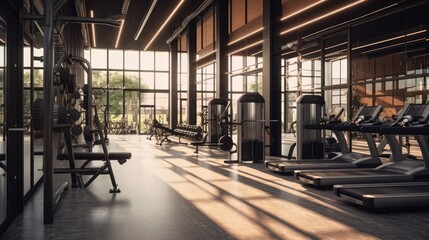 Photo of gym interior with equipment.