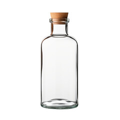 Blank glass bottle with a cork stopper isolated on transparent background, png