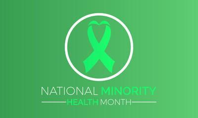 National Minority Health Month Observed every year of April, Vector banner, flyer, poster and social medial template design.