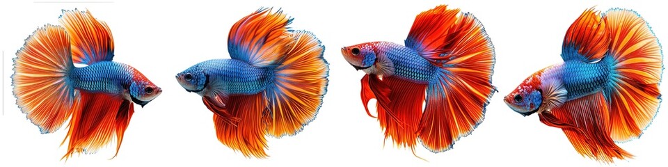 Set of betta fish isolated on transparent background