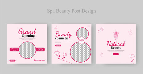 Natural Beauty Salon Center Makeup Social media post Banner Square Flyer Template Design