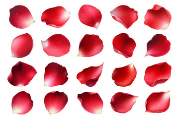 Watercolor illustration material set of red rose petals