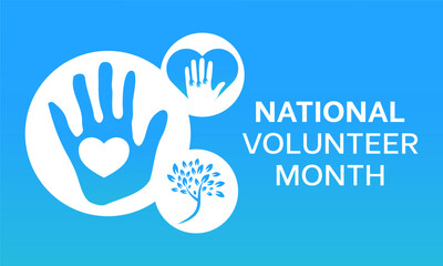 National Volunteer Month celebrated every year of April, Vector banner, flyer, poster and social medial template design.
