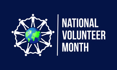 National Volunteer Month celebrated every year of April, Vector banner, flyer, poster and social medial template design.