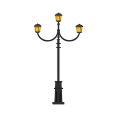 Vintage streetlamp post vector isolated illustration