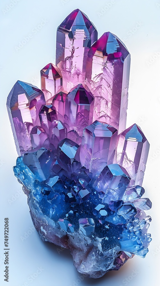 Aufkleber Generative AI : Crystal Stone macro mineral surface. Purple rough Amethyst quartz crystals geode