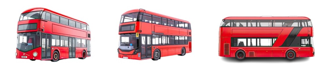 Collection of PNG. Double decker bus isolated on a transparent background. - obrazy, fototapety, plakaty