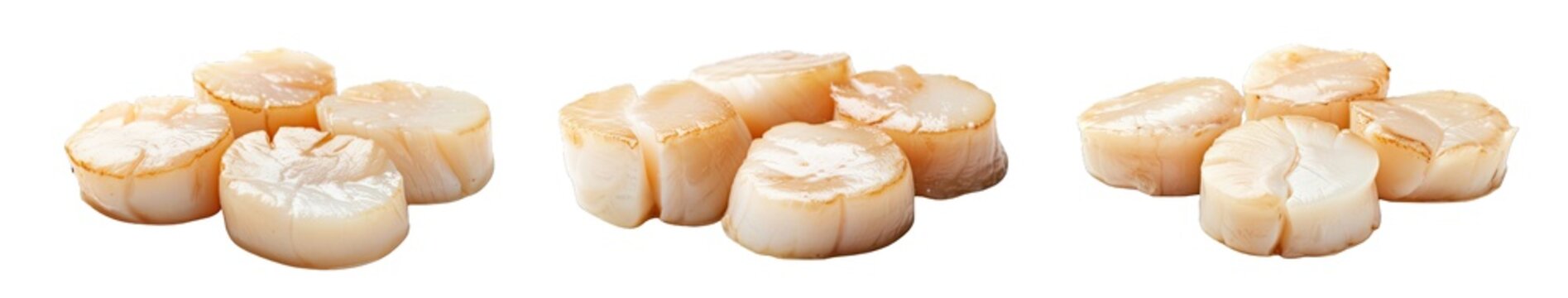 Collection of PNG. Raw scallop meat isolated on a transparent background.