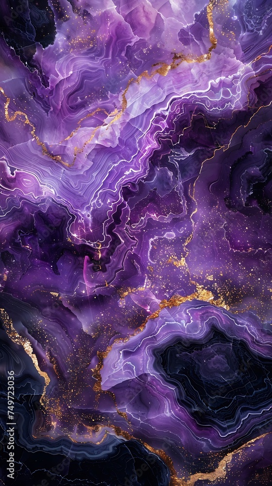 Fototapete generative ai : a pastel marble stone texture pattern in an array of dark purple and black colors