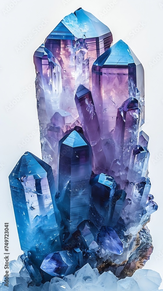 Aufkleber Generative AI : Crystal Stone macro mineral surface. Purple rough Amethyst quartz crystals geode