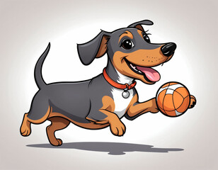 dog with ball , dachshund