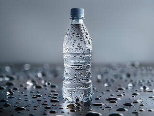 Generative AI : Small water bottle pet, pet bottle, bottle, mineral water - obrazy, fototapety, plakaty