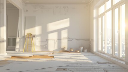 A modern, minimalist home that is being rebuilt and renovated. Generative Ai. - obrazy, fototapety, plakaty