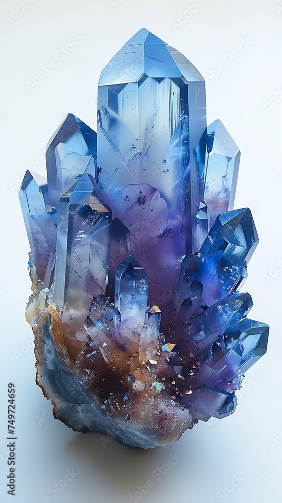 Aufkleber Generative AI : Crystal Stone macro mineral surface. Purple rough Amethyst quartz crystals geode
