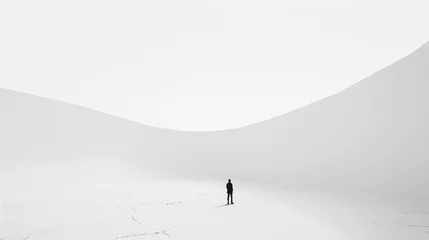 Poster silhouette of a man, white surreal landscape. Generative Ai. © 용성 김