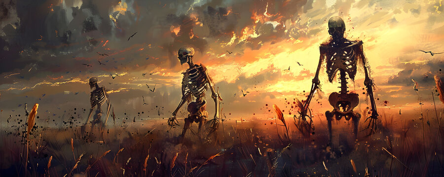 Halloween banner halloween background skeleton walking banner skeleton background skeleton wallpaper walking skeleton