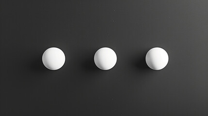 white three dots on black background, top view. Generative Ai.
